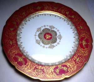 VR SET/12 service plates Wm. GUERIN & CO.-LIMOGES, FRANCE-RAISED GOLD -TOP COND. - Picture 1 of 13