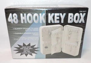 48 Hook Key Box Wall Mount Metal Safe 10.25"x7.5"x3.5" w/ 2 Keys & Hardware, NEW - Picture 1 of 6