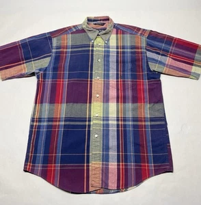Vintage Nautica Multi Plaid Pocket Button Shirt Mens L 90s Y2K India Distressed Boho - Bild 1 von 21