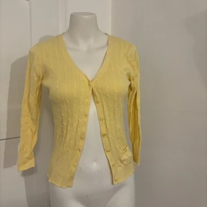 Cardigan pastel Ann Taylor Loft taille S jaune beurre preppy deux coquettes - Photo 1/5