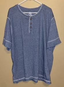 OT Revolution Mens Stretch Blue T-Shirt 3 Button Neck Size 2XL VGUC - Picture 1 of 5