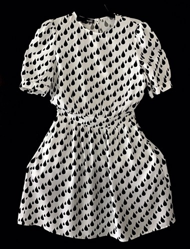 Mini abito Love Moschino nero avorio goccia taglia 36 4 $325 NUOVO