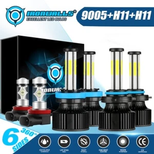 6-Sides LED Headlight+Fog Light Super Bright Bulbs For Toyota 4Runner 2010-2023 - Picture 1 of 12