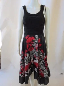 Sangria Black Floral Above Knee Dress Size 6 - Picture 1 of 12