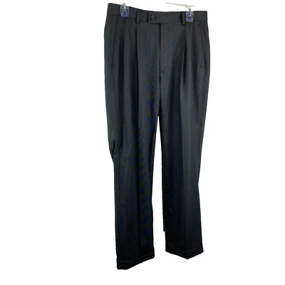 Pantalones para hombre Alan River talla 32x30 gris plisados dobladillo delantero con puños vestido de negocios Foto 1 de 4