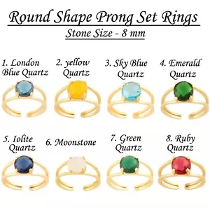 Double Layer Hydro Quartz Gemstone Ring Gold Plated Prong Set Adjustable Rings - Picture 1 of 25