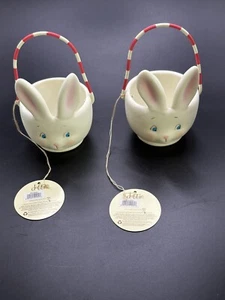 Department 56 Easter Baskets "Dottie"" Ceramic w Wire Handle 2011 New (2) - Picture 1 of 7