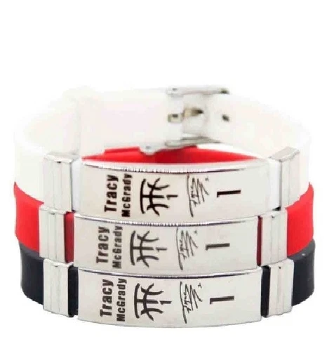 Stock 10 NBA Basketball Bracelet Silicone Stainless adjustable Tracy Mcgrady Cover