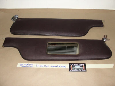 OEM 69 Cadillac Coupe Deville VISERAS DE SOL CON BISAGRAS DE MONTAJE ~ MALVA/DK PÚRPURA Foto 1 de 4