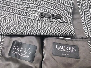 Ralph Lauren Men's 42R Slim Fit Wool Herringbone Tweed Blazer Sportcoat - Picture 1 of 10