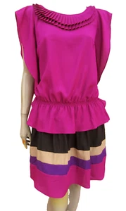 Skirt & Top Outfit Size 10 NWT - Magenta Mix - M&S Collection - Picture 1 of 11