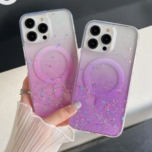 For iPhone 15 14 Pro Max 13 12 11 Glitter Magnetic MagSafe Case Shockproof Cover - Picture 1 of 18