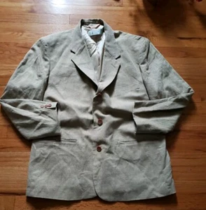 Claiborne Mens 44S Linen Blend Tan Sport Coat Suit Jacket Blazer 3 Button S41 - Picture 1 of 9