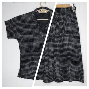 Conjunto de culottes bermudas de gasa Jones New York de colección para mujer XS negro crema estampado en bloque - Imagen 1 de 12