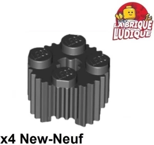 Lego 4x brique ronde brick round 2x2 colonne fluted profile grille noir 92947 - Foto 1 di 1