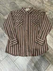 VTG Maxini Men Button Up Diamond Studded Pearl Snap Buttons Striped Size 2XL - Picture 1 of 8