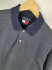 TOMMY HILFIGER POLO SHIRT Size L 42" Chest Check Casual Regular Fit Navy Blue