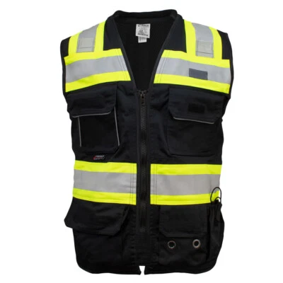 Chaleco negro Fierce Safety SU500B Premium Surveyors Clase 1 con bolsillo para tableta Foto 1 de 4