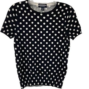 LANDS’ END Women’s Size  XS/P  Black and White Polka Dot Pullover Sweater - Picture 1 of 5