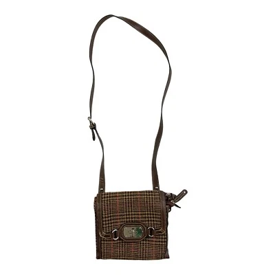 Bolso Bandolera Vintage Mezcla de Lana a Cuadros Años 90 Chaps Cuero Sintético Borde Cartera Foto 1 de 4