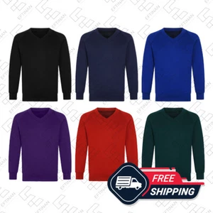 Children V-Neck Sweatshirt Unisex Premium Raglan Sleeves School Uniform Size UK - Picture 1 of 15