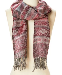 Fashion Acrylic Shawl Geometric Burgundy Viscose Women Head Wrap Scarves Gift - Picture 1 of 8
