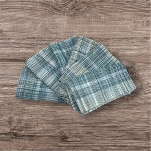 Set of 6 Blue and Green Plaid Cloth Napkins 16.5 x 16.5 Beach House Cottage - Picture 1 of 2