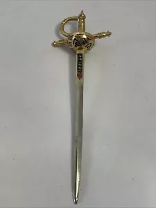 Vintage TOLEDO spanisches verziertes Damaszener Schwert Brieföffner 5 Zoll - Bild 1 von 5
