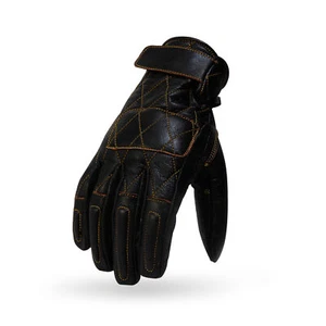 Torc Motorcycle Gloves Street Soft Leather Retro Black Brown Gold Goatskin - Bild 1 von 1