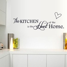 The Kitchen Heart Home Quote Wall Stickers Art Dining Room Removable Decal DIY