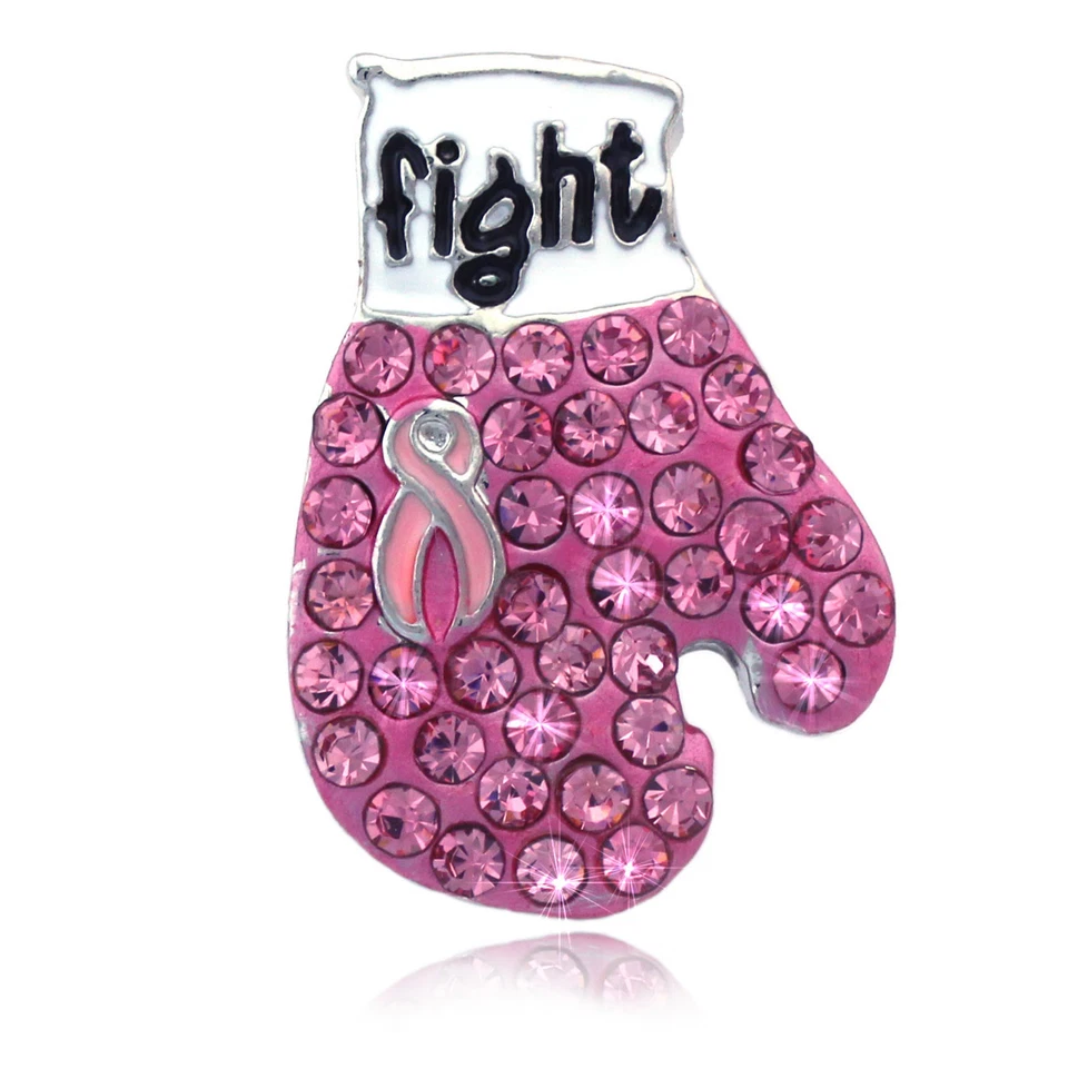 Broche broche guante de boxeo pequeño cinta rosa concientización sobre el cáncer de mama de apoyo  Foto 1 de 2