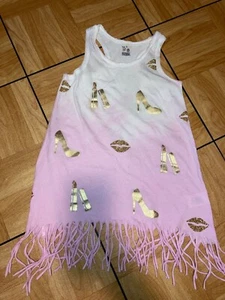 girls kids size 4 bathing suit cover up. shiny sparkly lipsticks, shoes and lips - Picture 1 of 3