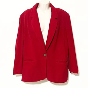 Saks Fifth Avenue Vintage Solid Red Pea Coat Single Breasted Medium - Picture 1 of 6