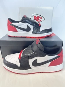 Größe 7 Y - Air Jordan 1 Retro OG niedrige schwarze Zehenpartie - Bild 1 von 6