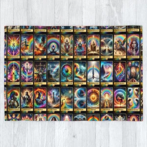 Magical Rainbow Tarot Card Collection Blanket, 120cm x 175cm Mystic Supernatural - Picture 1 of 6