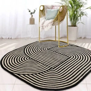 New Modern Hand Tufted Round Shape Area Rug 100% New Zealand Carpet for Bedroom - Picture 1 of 7