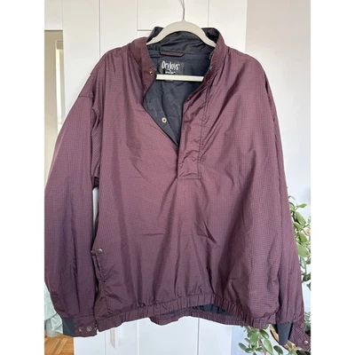 FootJoy 男式 DryJoys 1/4 拉链红色/黑色千鸟格夹克,尺寸 L,二手状况完好 — 第 1/4 张图片