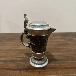 Vintage ES Zinn Pewter Beer Stein 6-3/4" Tall with Pewter Lid - Wow!! - Picture 1 of 8