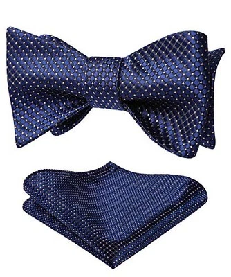 Bow Ties for Men Check Plaid Self Tie Bow Tie and One Size E-06 Navy Blue 2 - Image 1 of 4