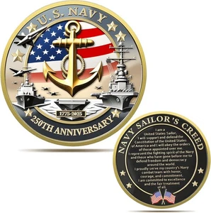 Upgraded US. Navy 250th Anniversary Challenge Coin, 1.77 Inch Double-Sided Milit - Bild 1 von 8