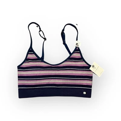 Sujetador deportivo bralette acolchado para mujer Lucky Brand talla L a rayas azul púrpura nuevo con etiquetas Foto 1 de 4