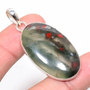 Sonora roter Jaspis versilbert Schmuck Anhänger 2,09" T65, Weihnachtsgeschenk - Bild 1 von 3