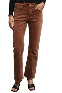Anthropologie Pilcro The Yaya Rust Orange Corduroy Crop Flared Pants Size 26 - Picture 1 of 16
