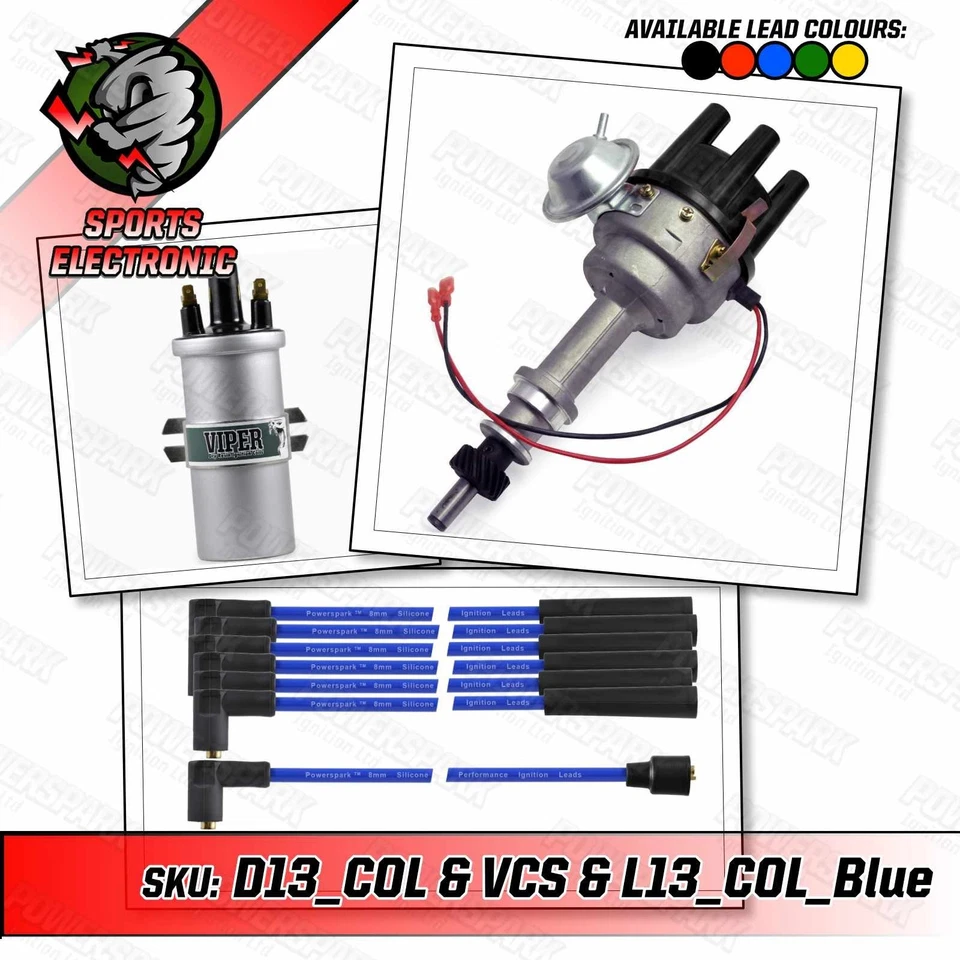 Ford Cologne V6 Electronic Distributor Viper Non Ballast Coil Blue 8mm HT Leads - Image 1 of 4