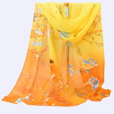 Long Soft Chiffon Scarf Plain Sheer Wrap Shawl Womens Large Stole Neck Scarves⊥ - Image 1 of 4