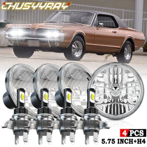 4pcs 5-3/4" 5.75 inch Hi/Lo Headlight For Mercury Cougar 1967-76 Monterey Comet - Picture 1 of 16