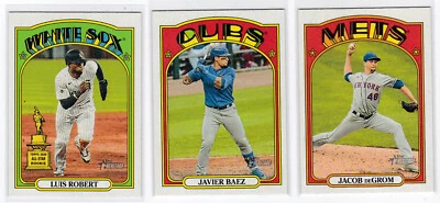 2021 TOPPS HERITAGE ACTION FRENCH TEAM COLOR SP UPICK ACUNA JR TROUT PEARSON RC - Image 1 of 4