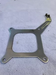 Chrome-plated 4-Barrel Carburetor Spacer with Throttle Bracket 5" X 5-1/2" - Picture 1 of 2