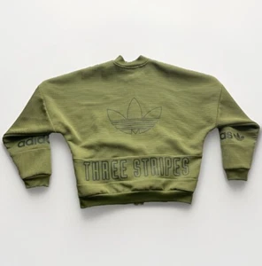 Adidas Originals Three Stripe Trefoil Bomber Jacket Logo Waffle Olive Women’s M - Picture 1 of 16