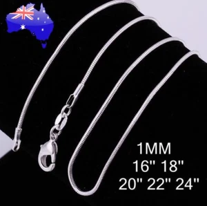 5 PCs Wholesale 925 Silver Filled 1MM Snake Necklace Chain Bulk 16 18 20 22 24" - Picture 1 of 12